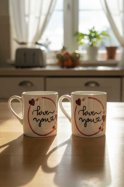 Amandus Amori - Set of 2 Double Lover's Cups Handmade Cups Coffee Tea Cups