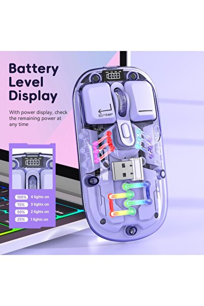 Generic Nexahive Fassion Wireless Mouse, 3 DPI Levels, 2.4G & Bluetooth, Type-C, Rechargeable, RGB