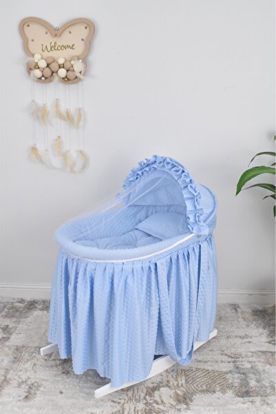 WASL ALKHAIR مهد مواليد أنيق للأطفال من سلة موسى مصنوع من حديد قوي وقماش بلون...