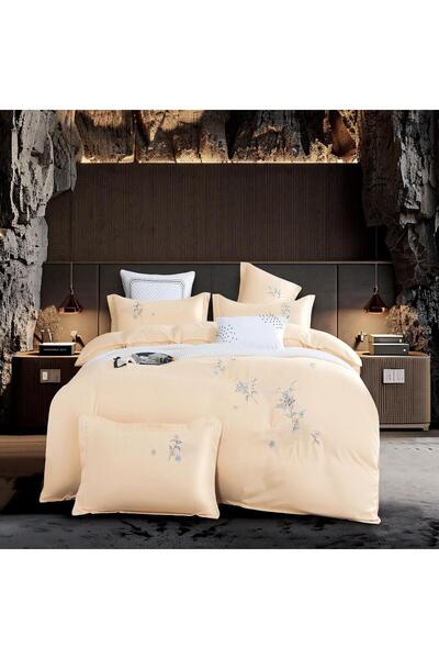 OEM Luxury Double Bed Linen with Elegant Embroidery, 4-Piece Set