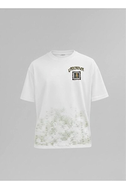 STOCX Men's Oversize Unknown Written T-Shirt with Table and Portrait Prints o...