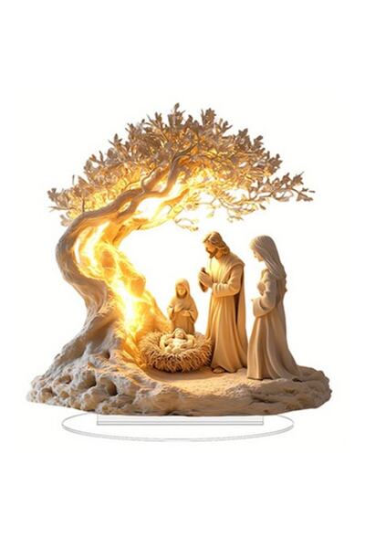 OEM Nativity decoration, acrylic material, 2D design, beige