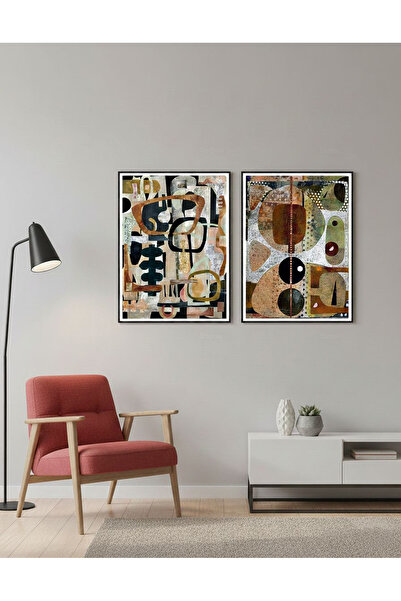 Linacci Double Black Metal Frame African Artistic Glass Painting Set