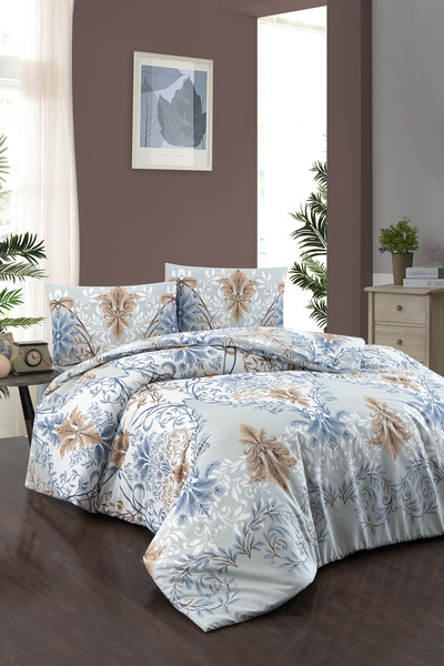 First Choice طقم غطاء لحاف مزدوج من لارا مصنوع من القطن بنسبة 100% - ملاءة سر...