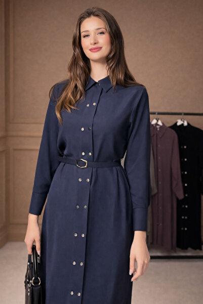 QATREM Önden ÇıtÇıt'lı Kemerli Causal & Business Tunik