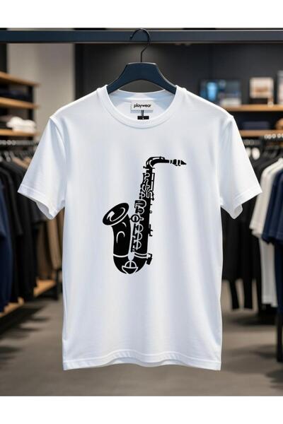 playwear PLAY WEAR Tricou unisex cu imprimeu SAXOPHONE, cu decolteu rotund