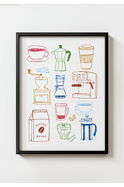 MIOVI WORKS Coffee Icons |   Black Framed Modern Minimal Coffee Kitchen Wall ...