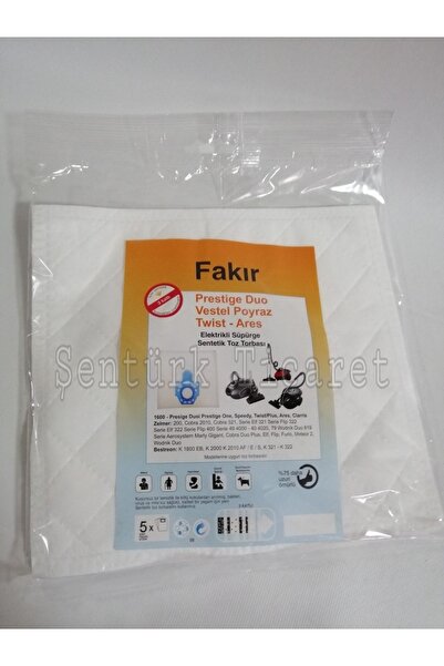 Fakir Prestige Duo Elektrikli Süpürge Torbası Bez 10 Adet