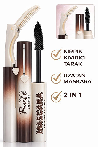 Masdala Egar 2 in 1 Uzatan Maskara ve Katlanabilir Kirpik Kıvırıcı Tarak ile ...