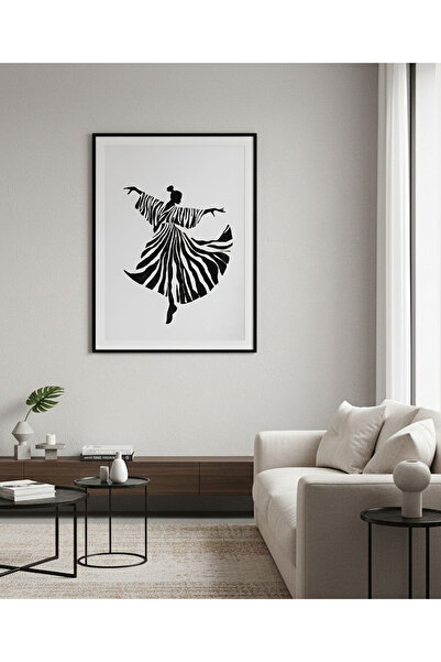 Linacci Single Black Metal Frame White Dance Abstract Glass Painting Set