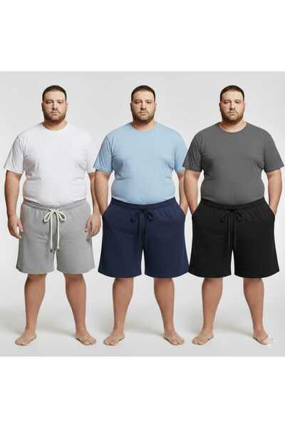 NETTENSTORE 3ADET BATTAL BÜYÜK BEDEN ERKEK ŞORT BERMUDA