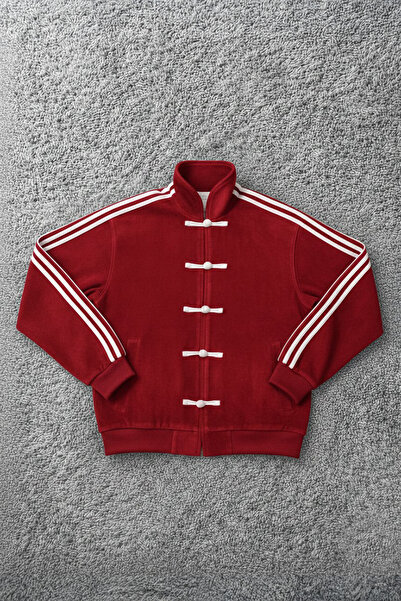 Karakedi Red Retro Three-Stripe Vintage Y2K Unisex Jacket