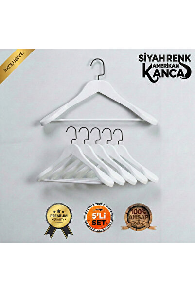 Faravis Atelier مجموعة من 5 شماعات خشبية فاخرة مع خطافات أمريكية فضية وكتف سم...