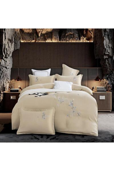 OEM Luxury Double Bed Linen with Elegant Embroidery, 4-Piece Set