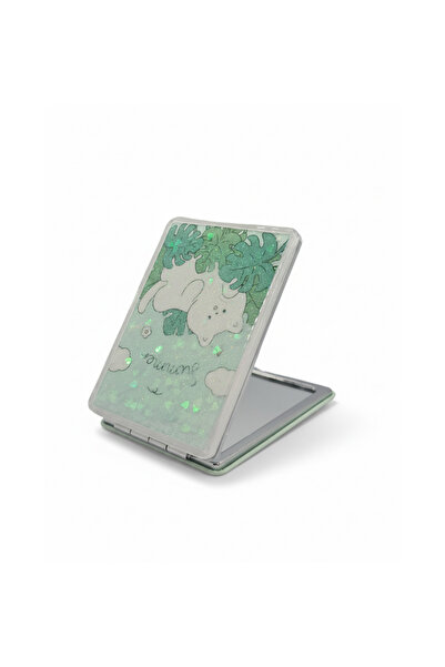 Runades Yaprak ve Sevimli Figür Desenli 5x7 cm Kapaklı Sulu Simli Taşınabilir...