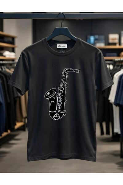 playwear PLAY WEAR Tricou unisex cu imprimeu SAXOPHONE, cu decolteu rotund