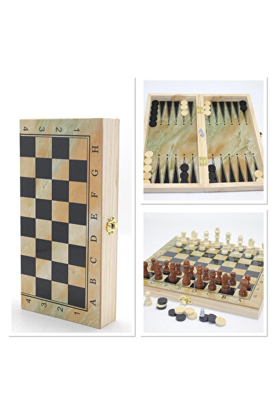 Epilons Wooden Boxed Chess and Backgammon Set Alk4219