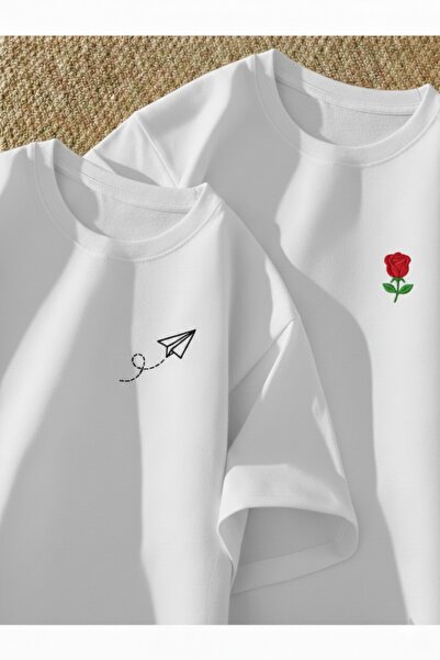 gencerco {Kağıt Uçak And Gül} Tricou supradimensionat premium imprimat