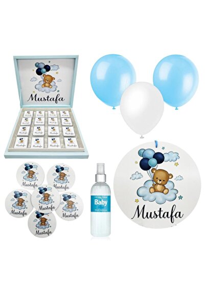 mutlu adım Bebek Doğum Hediyelik Süsleme Seti Çikolata Ahşap Magnet - Kapı Sü...