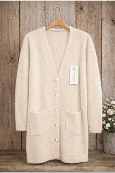 MODA VEDAT Women's Double Pocket Bearded Soft Cardigan --0370