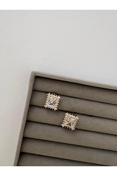 XUPING JEWELRY Special Design Square Zircon Stone Xp Gold Earrings