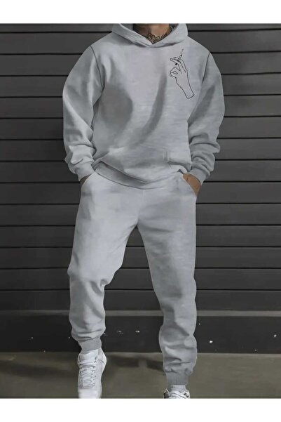 tkn your style Men's Bottom Tops Team Hand Graphic Print Design Hooded Sweats...