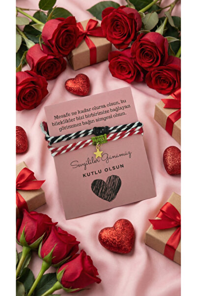 Goldesing Sevgililer Günü Hediyesi Yıldız Kırmızı-beyaz Ip Şans Bilekliği Ve ...