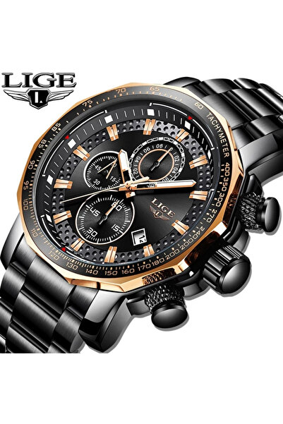 Lige Çelik Siyah Lüks 1. Sınıf Erkek Kol Saati