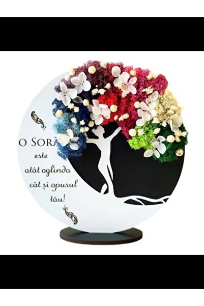 Hugo`s Tree Decoratiune din lemn cu licheni, Sora, 20x20 cm