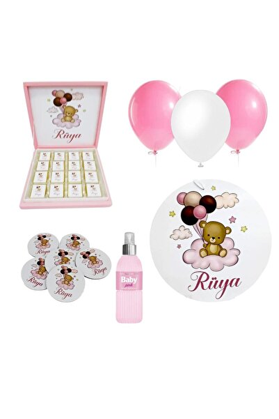 mutlu adım Bebek Doğum Hediyelik Süsleme Seti Çikolata Ahşap Magnet - Kapı Sü...