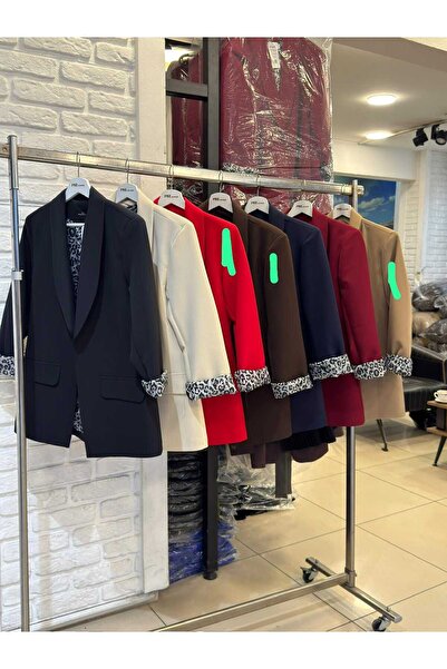 tellevolle içi leopar desen ithal krep ceket