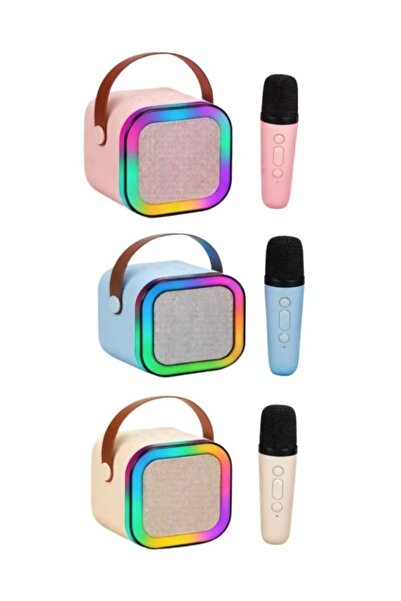 WEST GROUP Portatif Taşınabilir Işıklı Mikrofonlu Çocuk Karaoke Hoparlör Seti