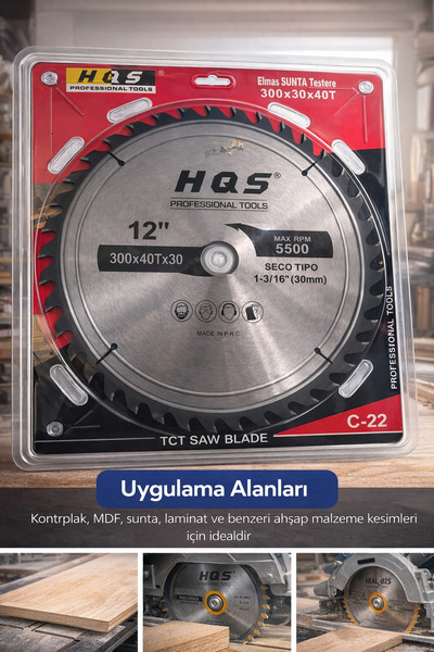 NVT YAPI İNŞAAT Elmas Daire Testere Bıçağı Sunta - Ahşap İçin 300 X 40T X 30....