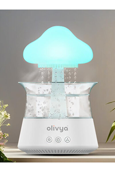 OLİVYA Mantar Yağmur Bulut Nemlendirici USB Gece Lambası Oda için Aroma Difüz...