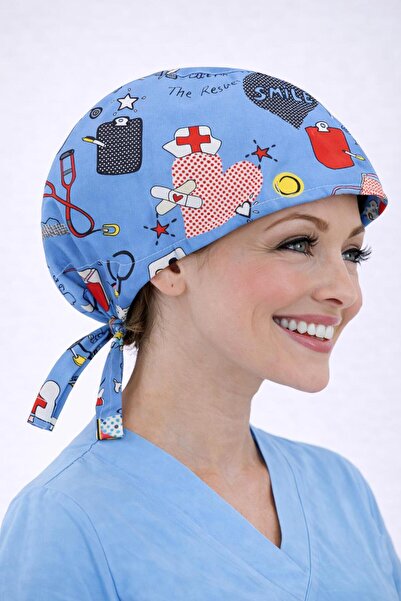 Dr. Mitra Cerrahi Bone Medikal Doktor Hemşire Hastane Bonesi Unisex -Mavi Amb...