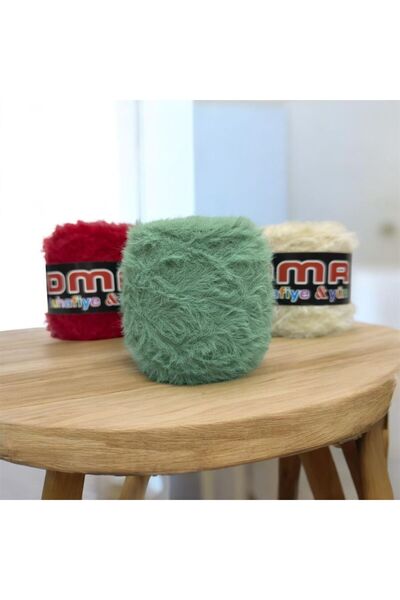 DmrTuhafiye Tavşan Tüyü ip El Örgü İpi 200gr - Yeşil