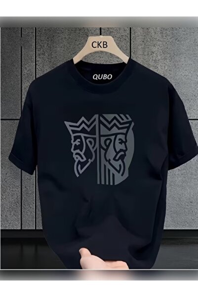 qubo sportswear & company Tricou oversize unisex din bumbac cu imprimeu, mâne...