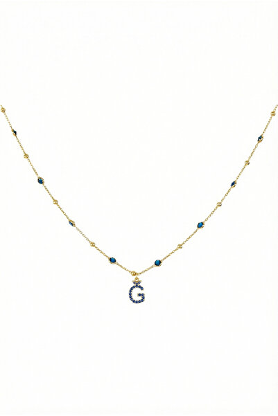 Queen Silver Jewelry 925 ayar gümüş. lacivert zirkon taşlı , toplu zincirli ,...