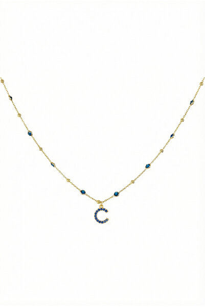 Queen Silver Jewelry 925 ayar gümüş. lacivert zirkon taşlı , toplu zincirli ,...