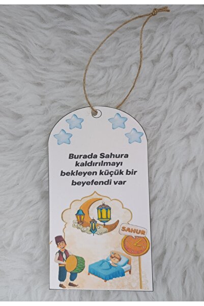 Merve ÖZTÜRK Çocuk Sahur Kapı Süsü – Ramazan Temalı Kapı Kolu Kartı (Jüt İpli...