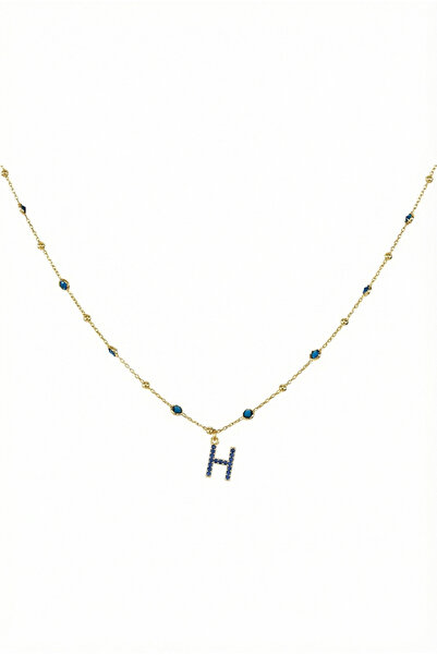 Queen Silver Jewelry 925 ayar gümüş. lacivert zirkon taşlı , toplu zincirli ,...