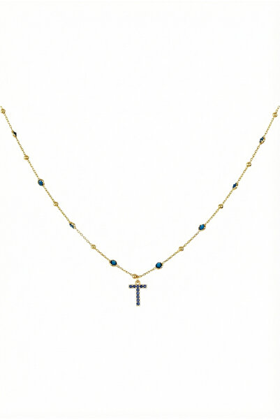Queen Silver Jewelry 925 ayar gümüş. lacivert zirkon taşlı , toplu zincirli ,...