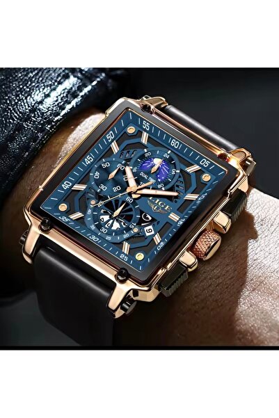 Lige Gold Blue Magnificent Design Luxury 1St Class Class Men's Wristwatch