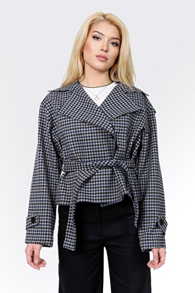 LA PANTE Women's Trench Coat Short Women's Jacket Double-Breasted Epaulettes ...