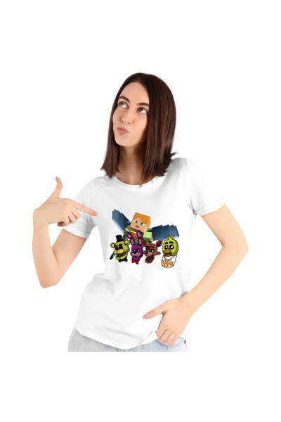 OEM Women's T-shirt Fnaf Minecraft Five Nights at Freddy's Horror Halloween
