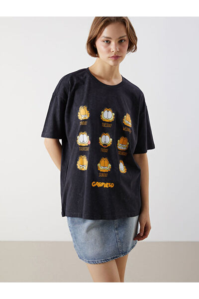 LC Waikiki تي شيرت نسائي مطبوع عليه Zero Roba Yaka Garfield من UZG STORE