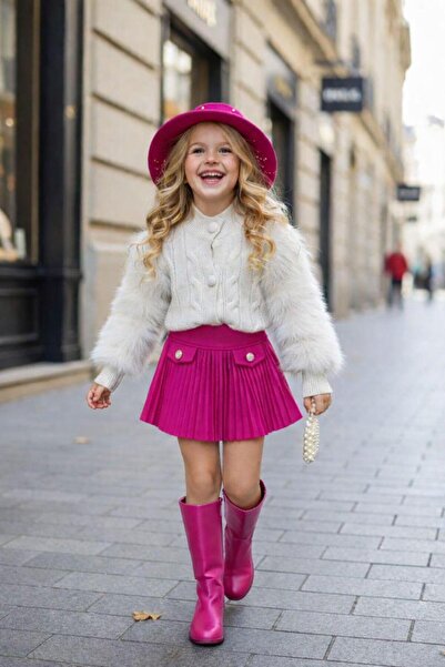 STAR GOGO KİDS طقم بناتي احتفالي من 4 قطع (تنورة، سترة، حقيبة، قبعة)