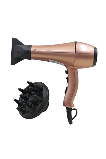 B&D Professional Hair Dryer, 2400W, Rose Gold, with Diffuser Attachment