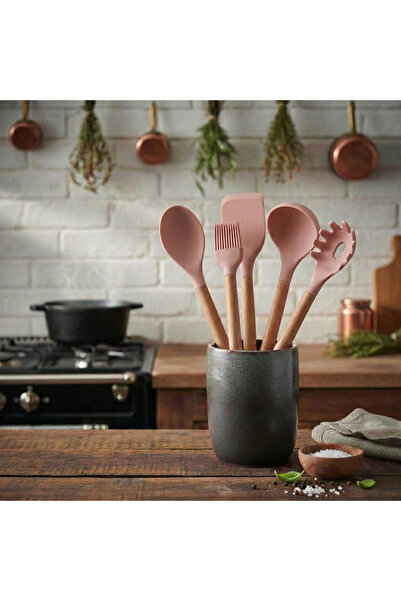 Tiran Natura 5 Parça Bambu Saplı Isıya Dayanıklı Pudra Silikon Mutfak Servis ...