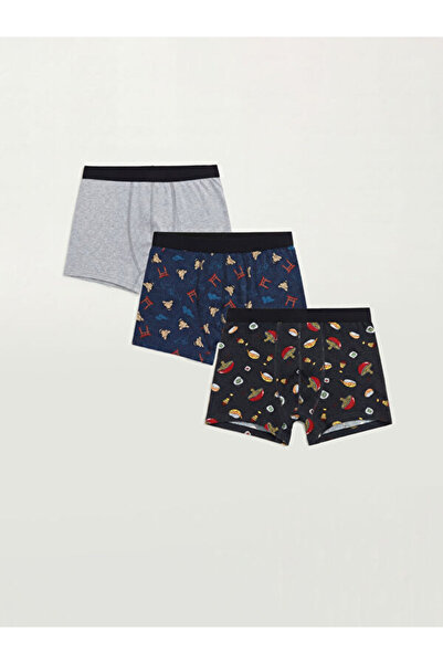 LC Waikiki Rmz Gi̇yi̇m Farkiyla Standardfit Cotton Flexible Men's Boxer 3-Pack